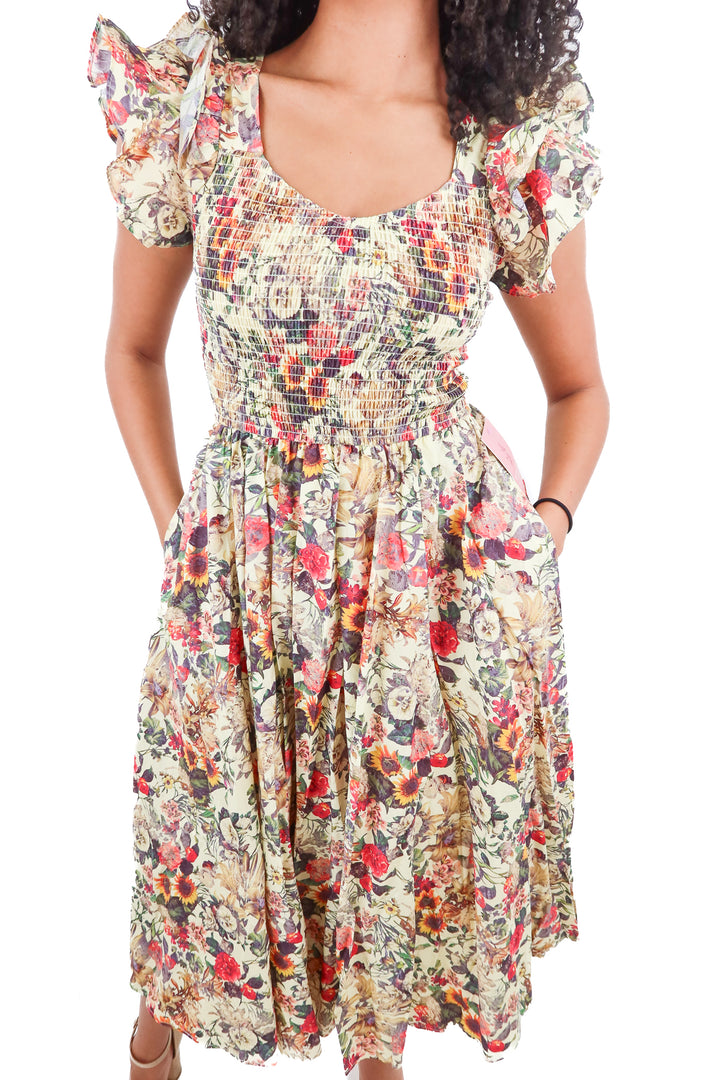 ivy city green floral maxi dress NWT (xxs; retail $148)