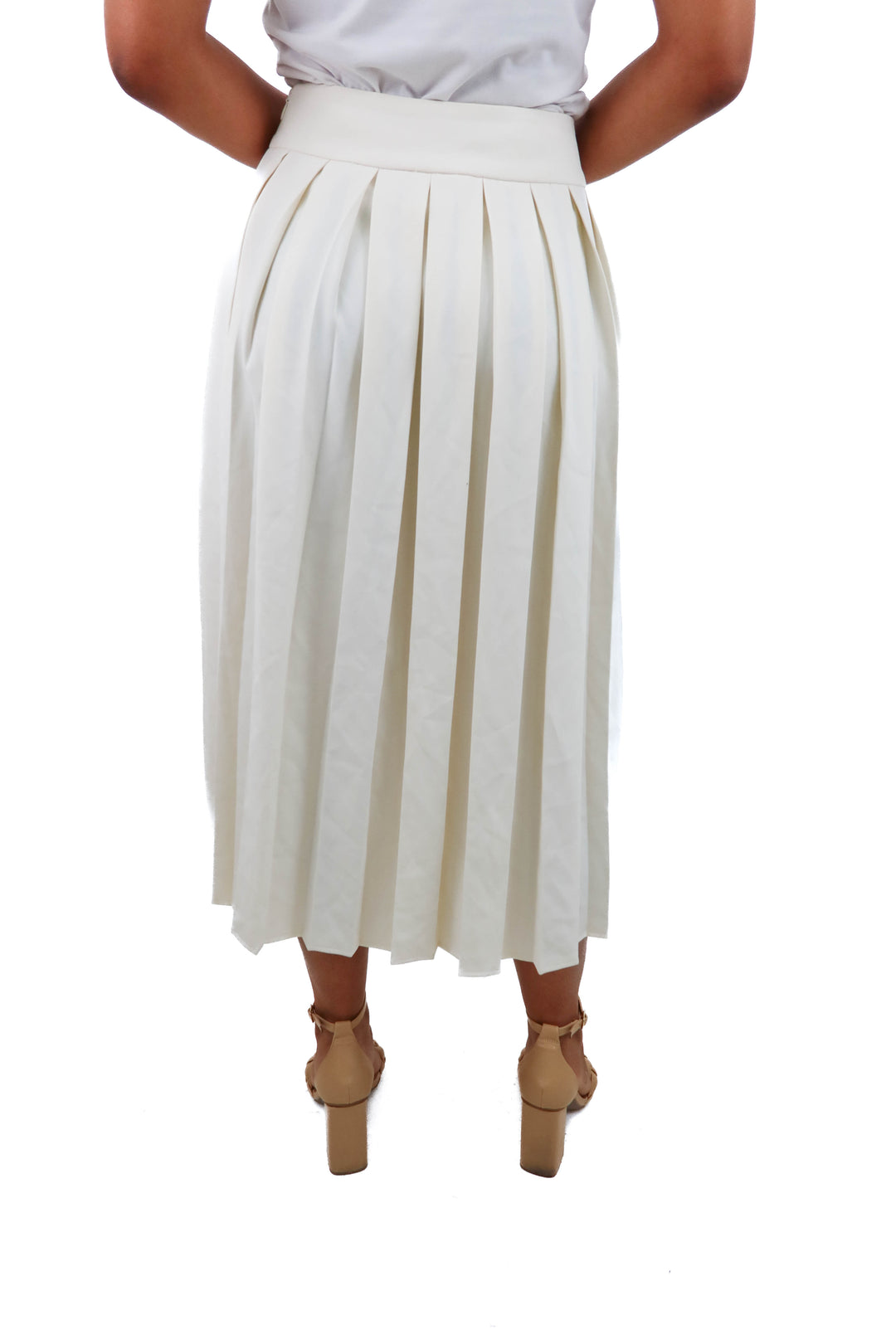 meshki ivory pleated midi skirt NWT (s; retail $115)