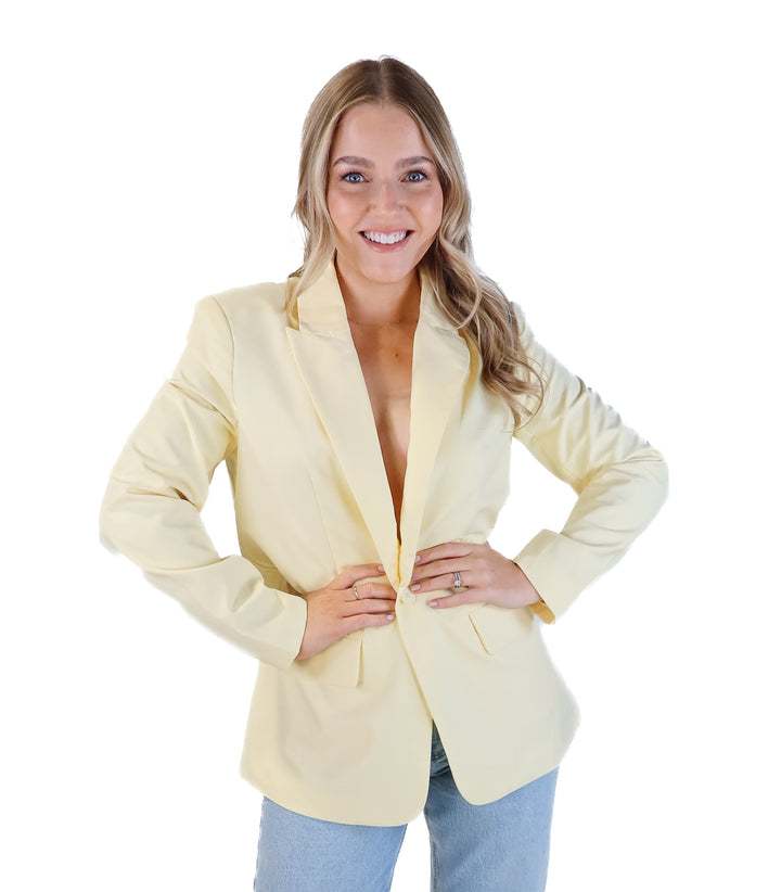 Endless rose pale yellow blazer (s; retail $130)