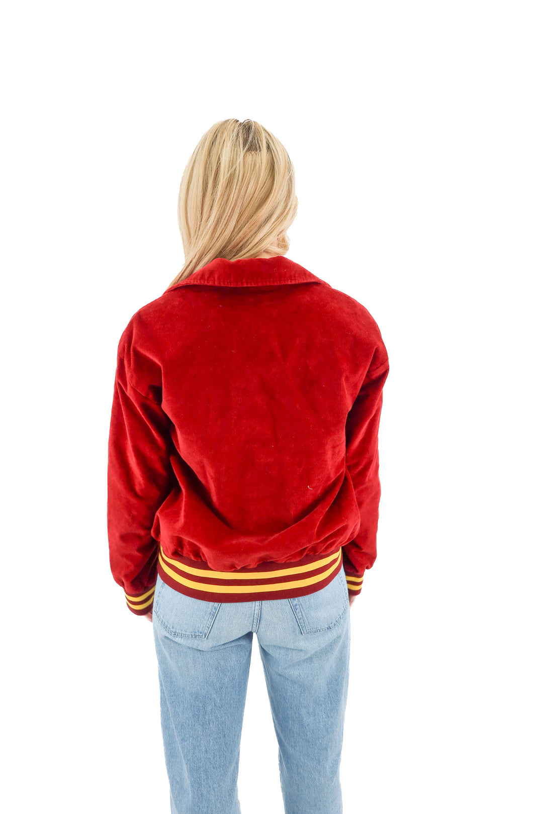levi red corduroy bomber jacket (s; retail $79)