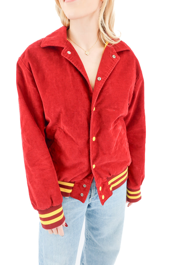 levi red corduroy bomber jacket (s; retail $79)