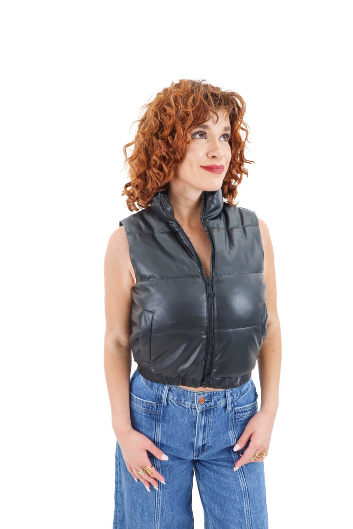 windsor black sherpa lined vest (s)