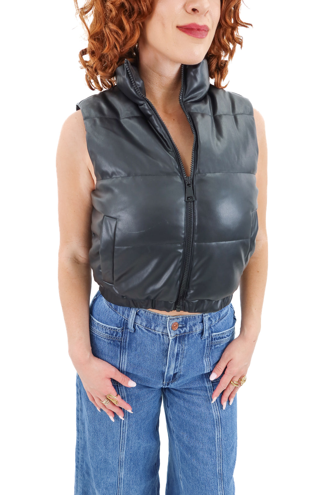 windsor black sherpa lined vest (s)