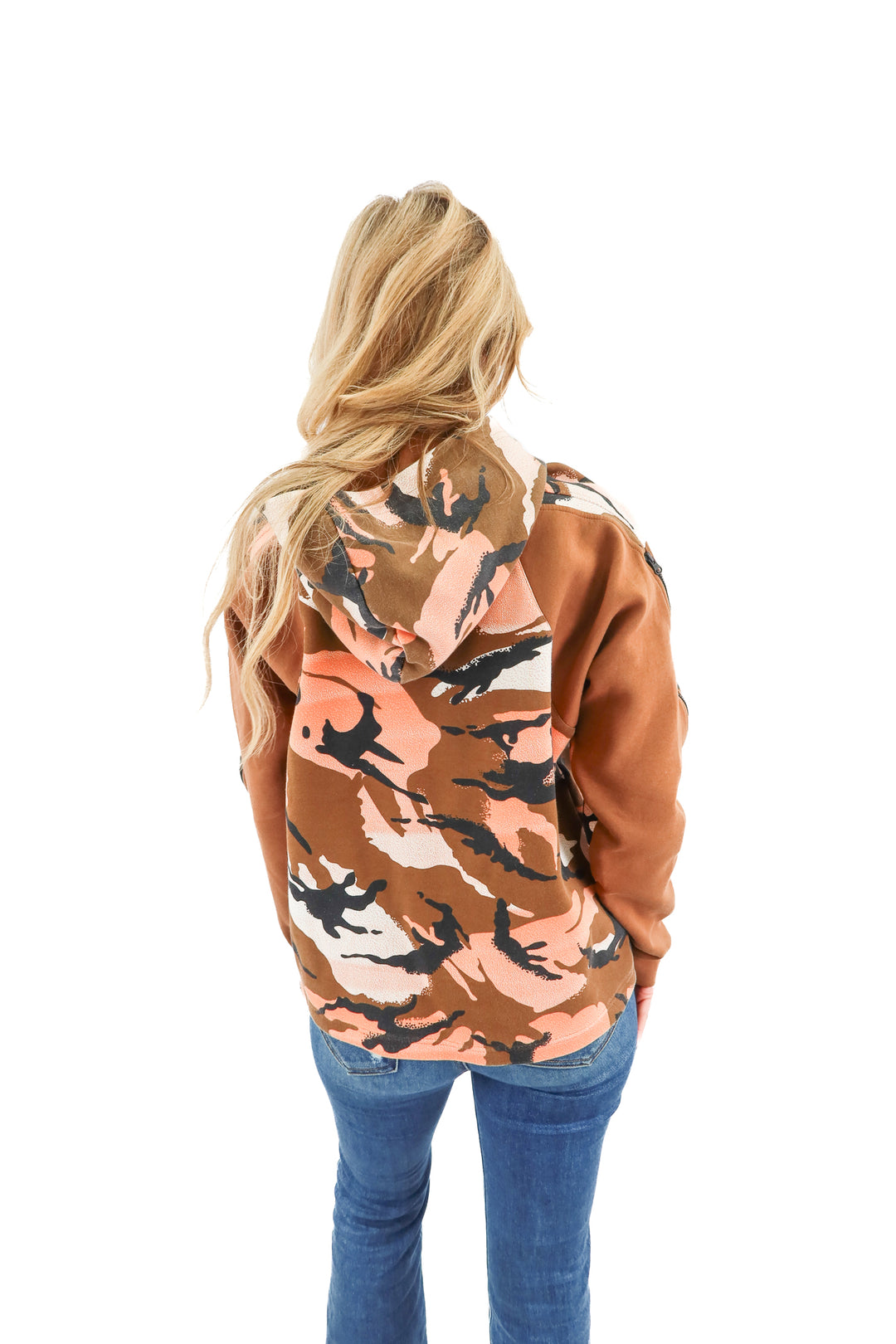 adidas brown/coral camo hoodie (m; retail $80)
