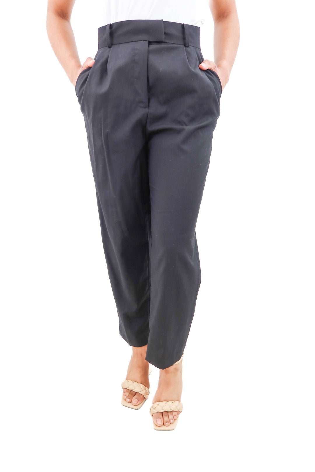 h&m linen blend black pants (4)