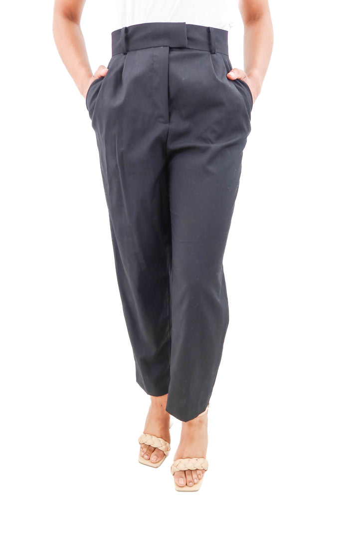 h&m linen blend black pants (4)