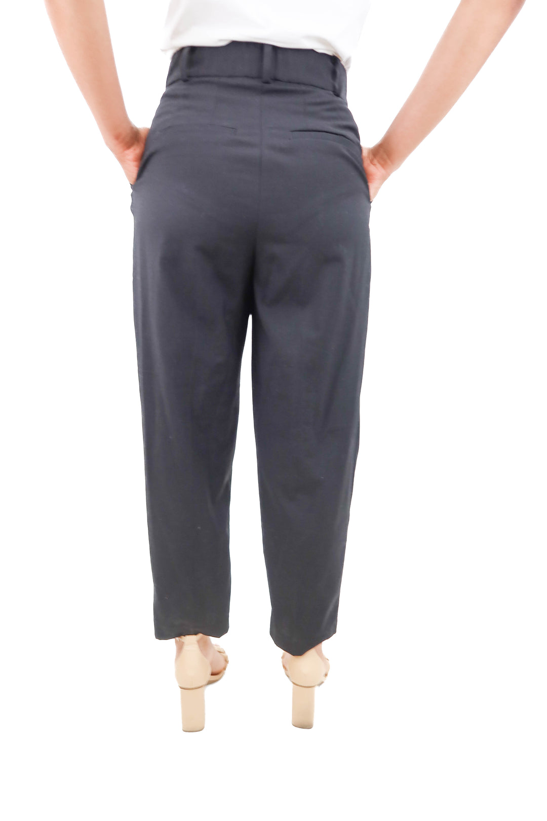 h&m linen blend black pants (4)