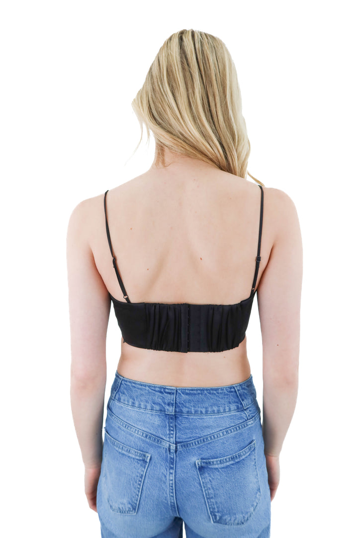 h&m black cropped floral top (xs)