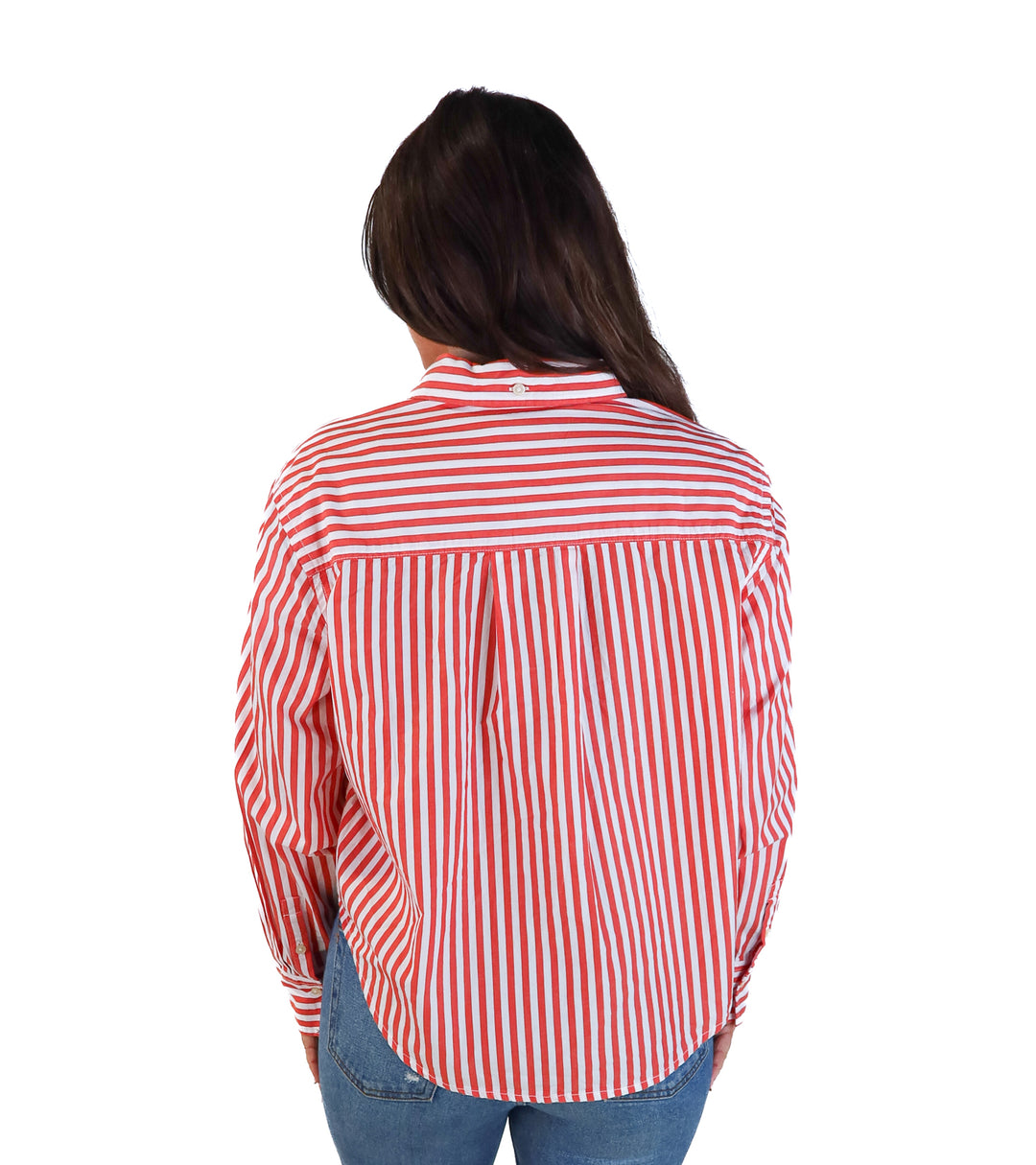 Free assembly red/white striped button up (L)