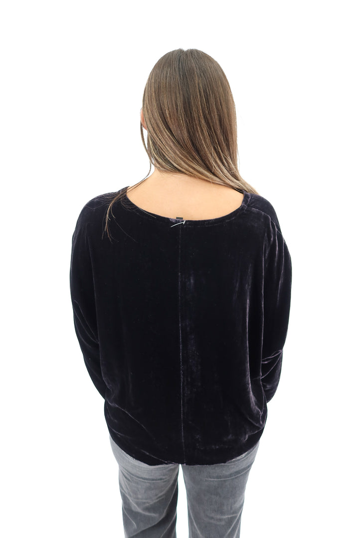 eileen fisher black velvet long sleeve top (XL; retail $248)
