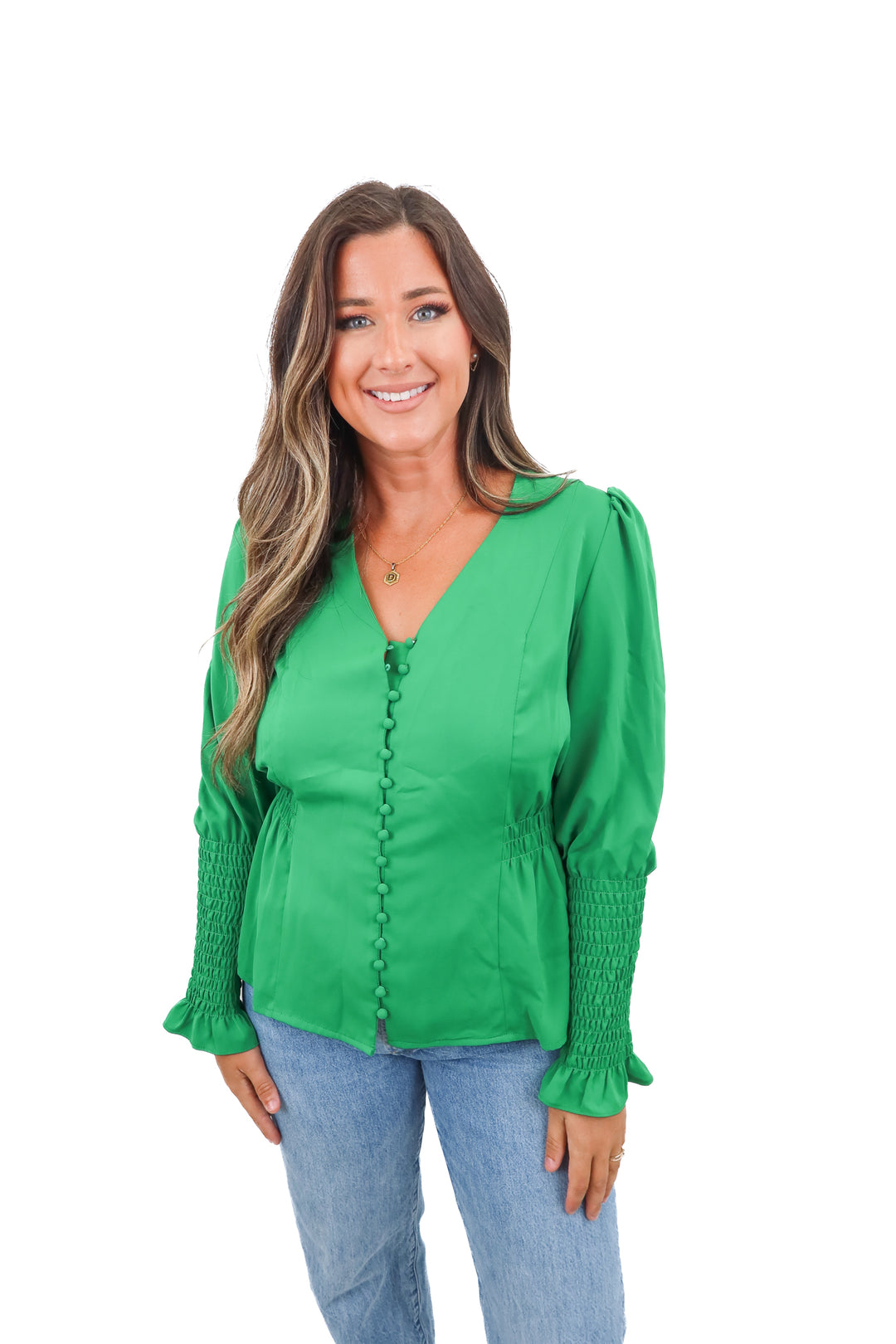 alpha & omega green top (L)
