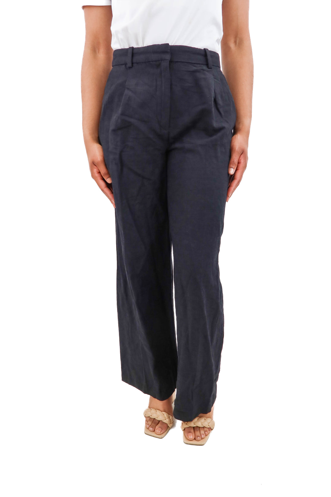 h&m black straight leg trousers (4)