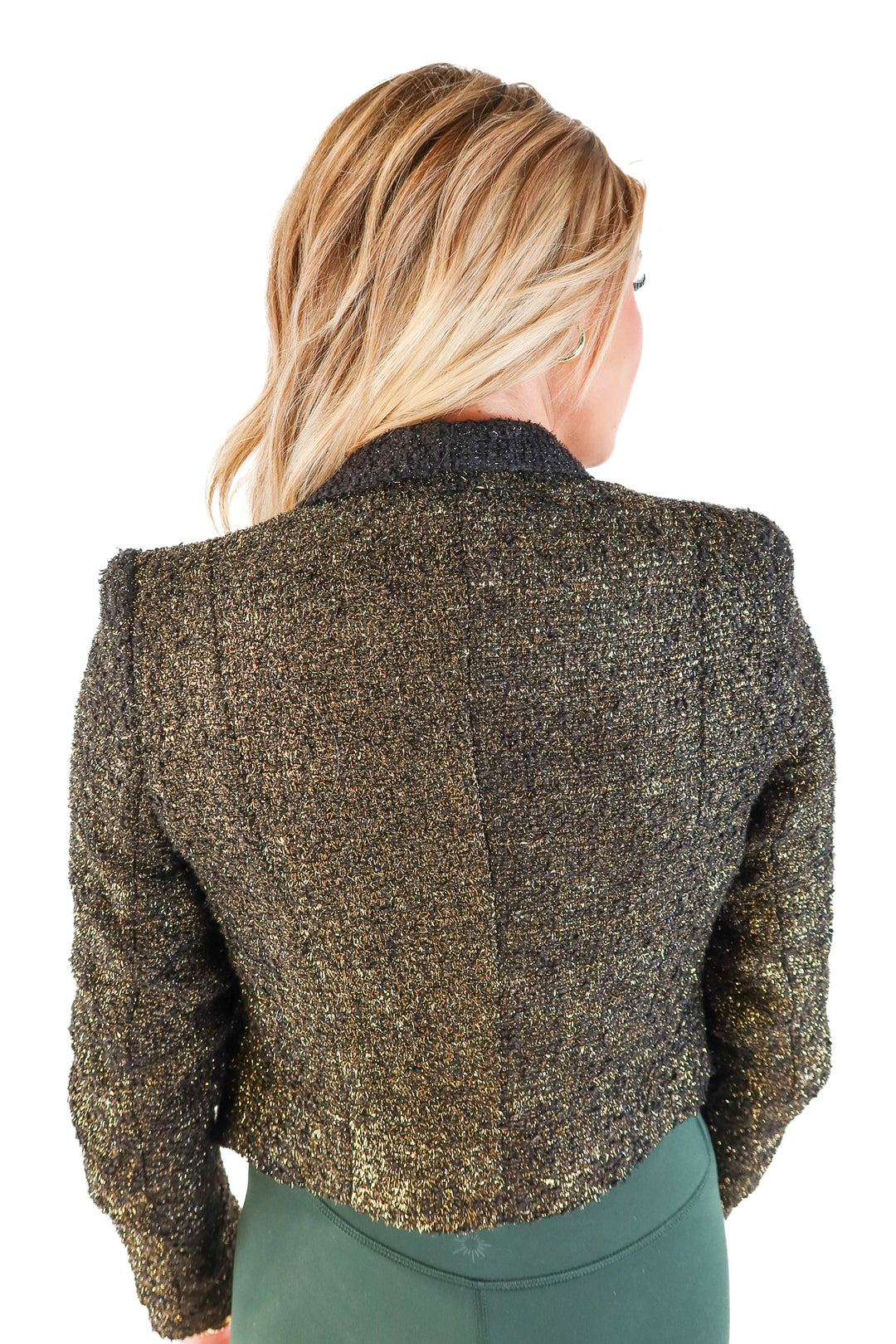 Aryn K Black & Gold Sparkly Cropped Blazer NWT (XS)