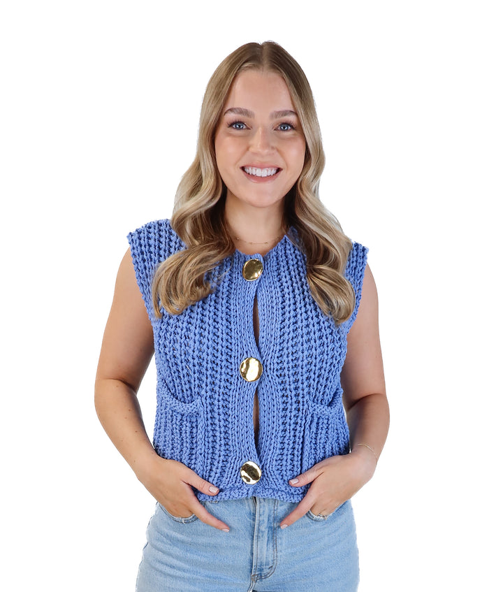 Zara blue thick knit cardigan (s; retail $49.99)