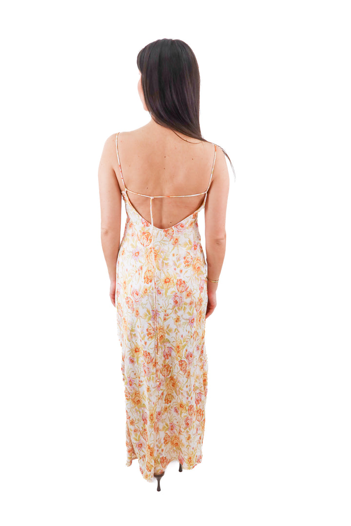 resa floral satin maxi dress NWT (m; retail $179)