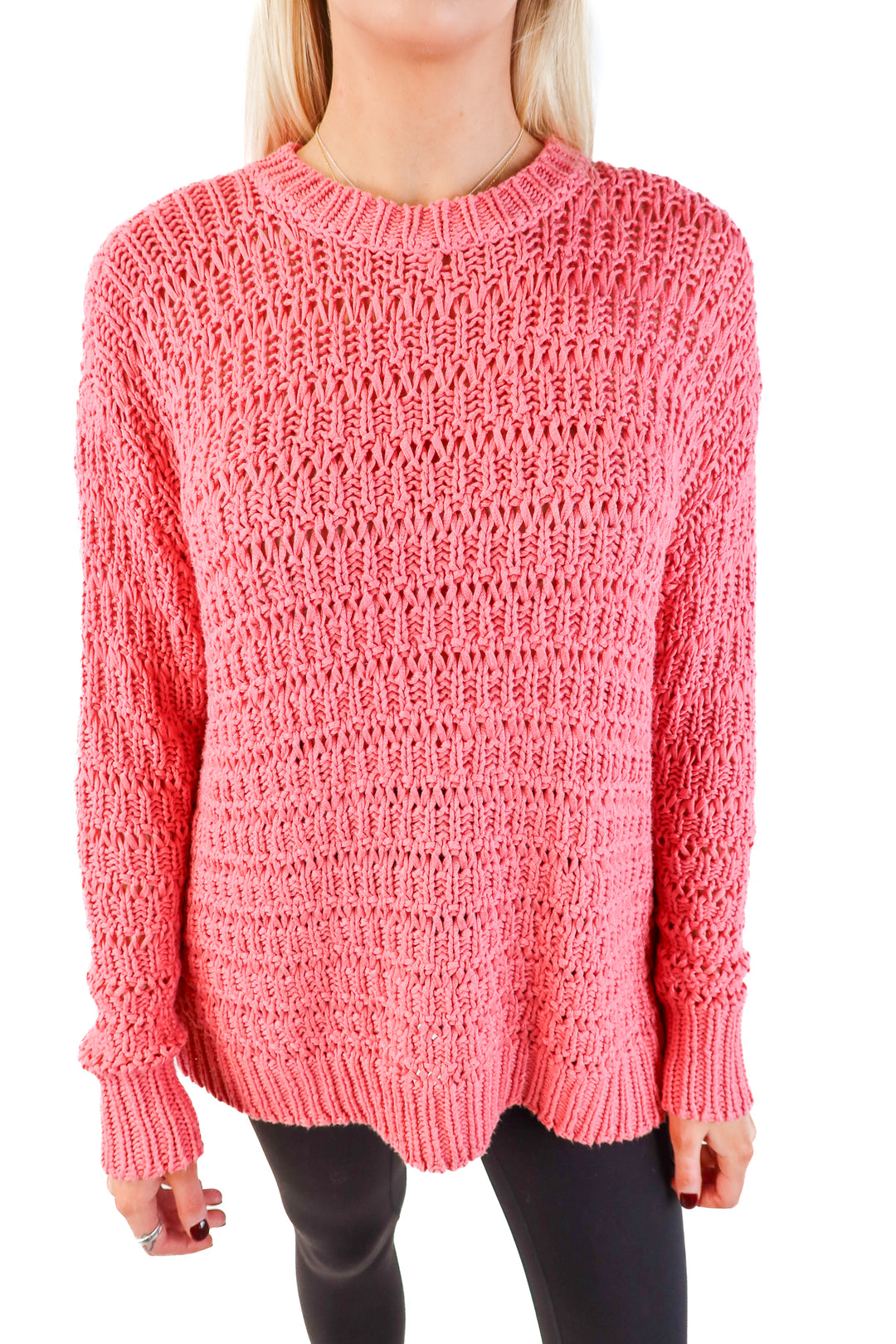 Anine bing pink crochet sweater (xs; retail $275)