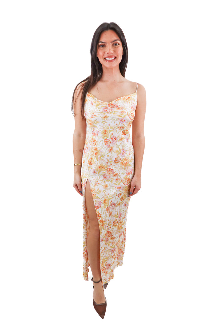 resa floral satin maxi dress NWT (m; retail $179)