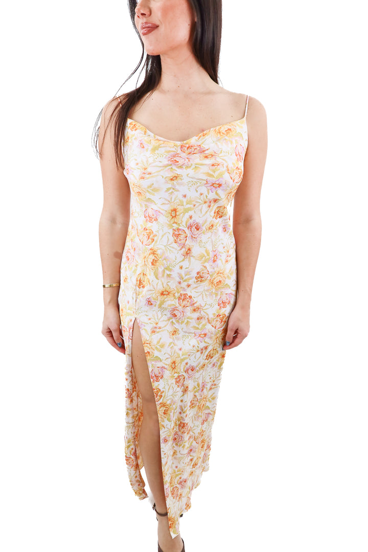 resa floral satin maxi dress NWT (m; retail $179)