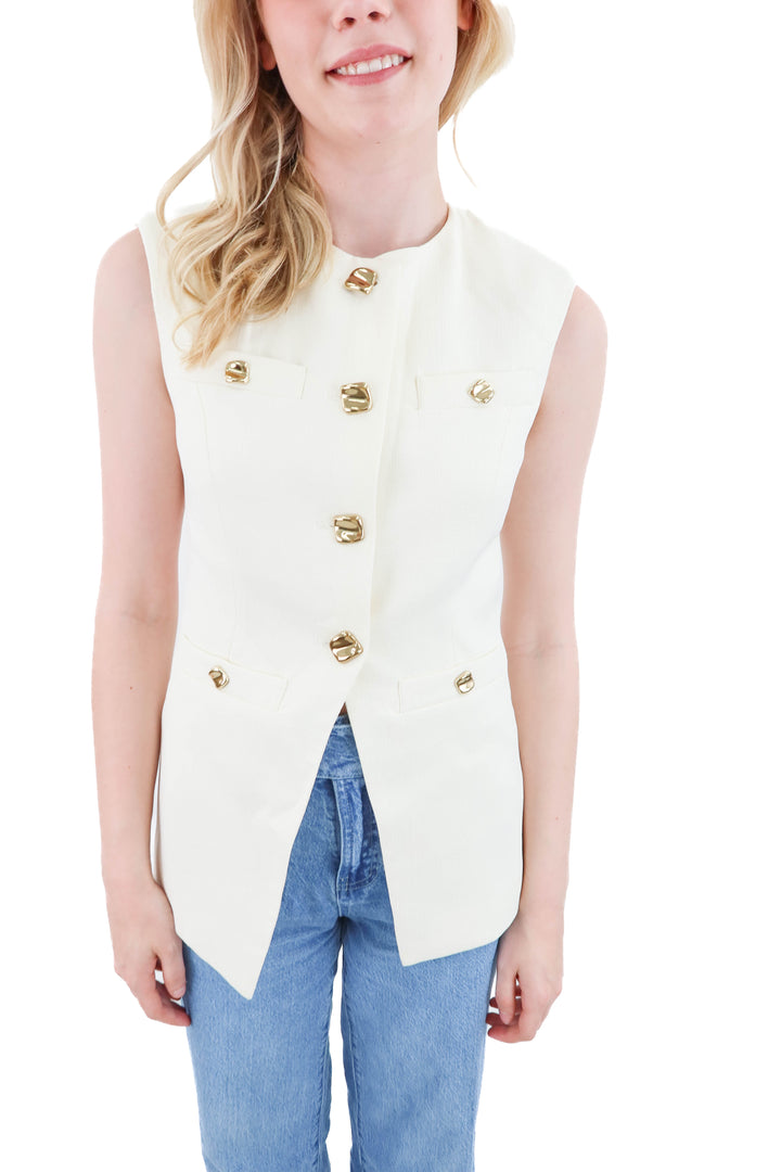 endless rose ivory vest with gold buttons (xs)