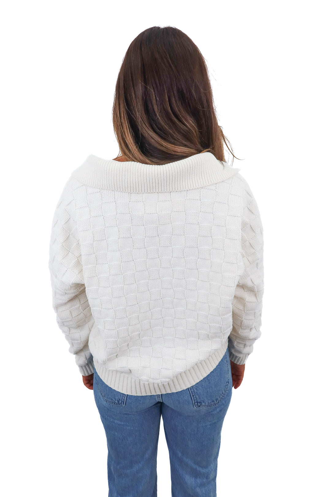 abercrombie & fitch white knit pullover (L)