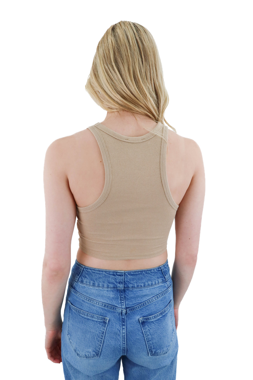 zara taupe ribbed tank (s)