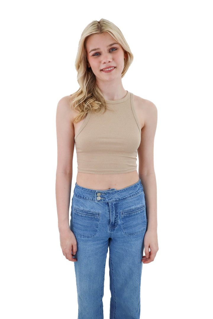 zara taupe ribbed tank (s)