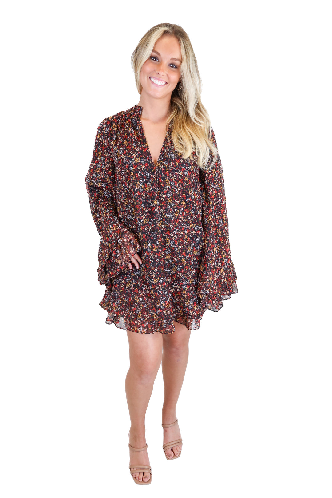 buddy love black floral dress (s)