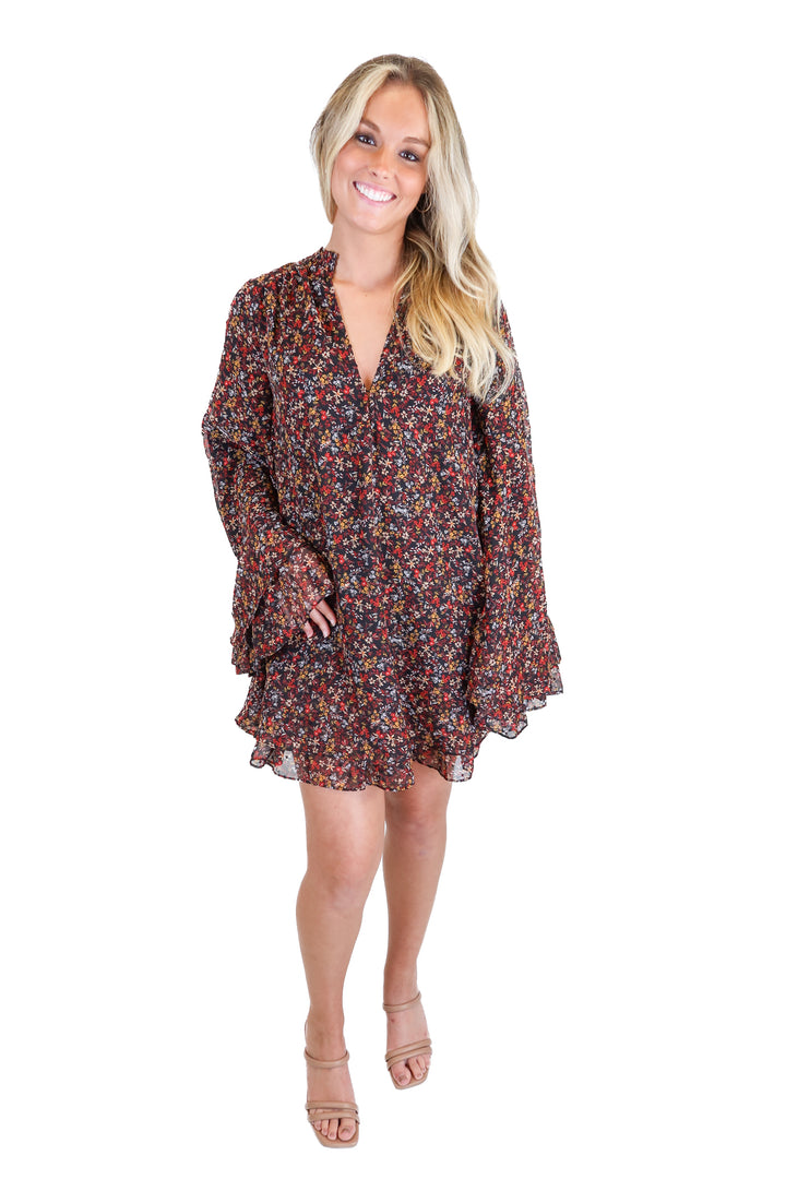 buddy love black floral dress (s)