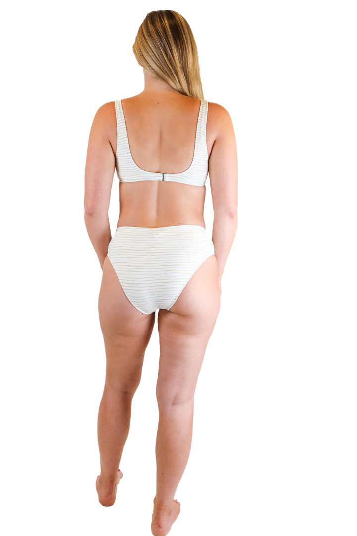 Cupshe White and Metallic Gold Striped Bikini Set NWT (S)