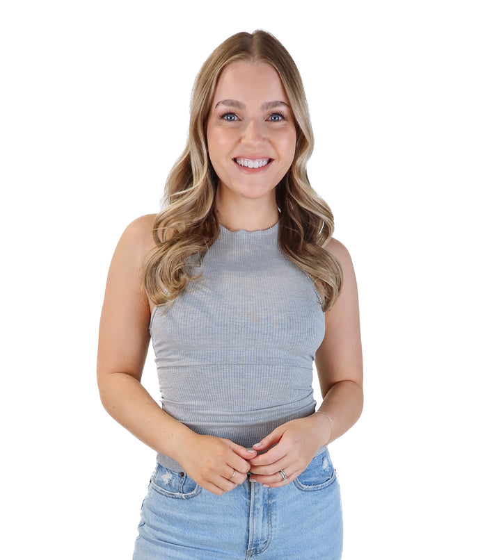 Naked wardrobe grey ribbed tank (s; retails for $45)