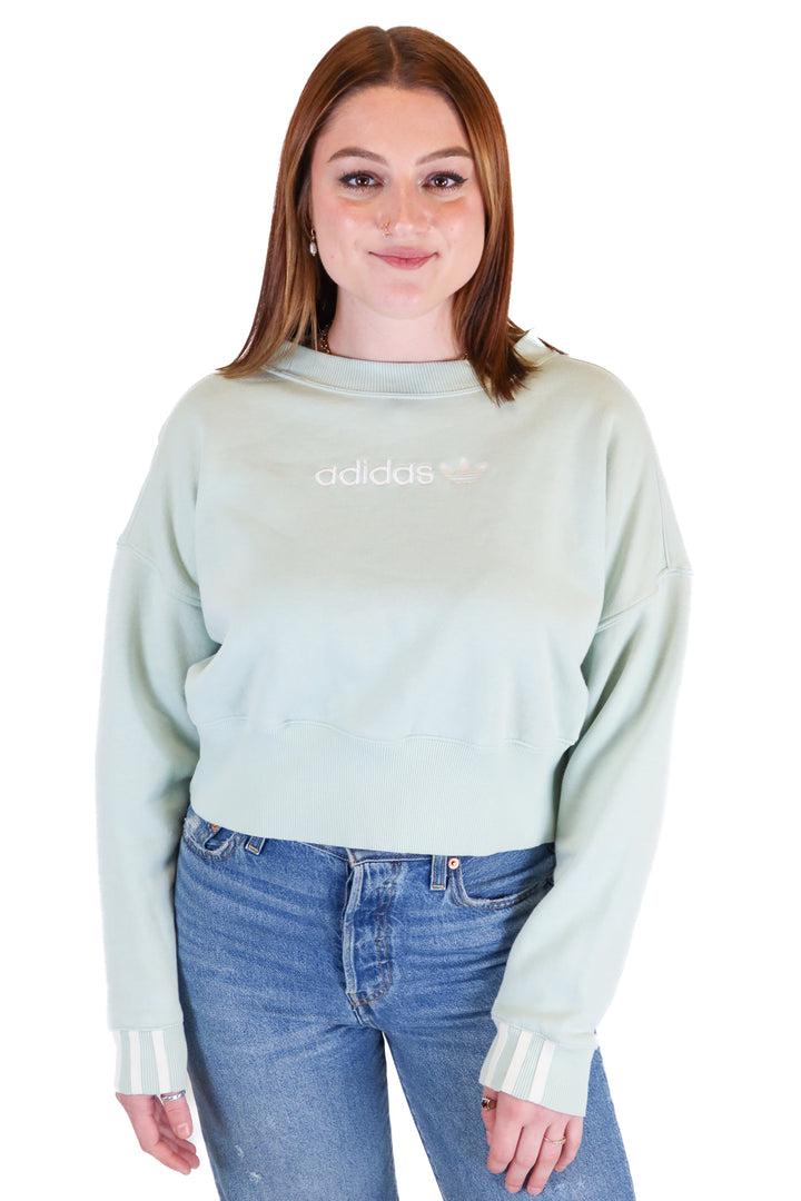 Adidas Mint Green Cropped Crewneck (S)