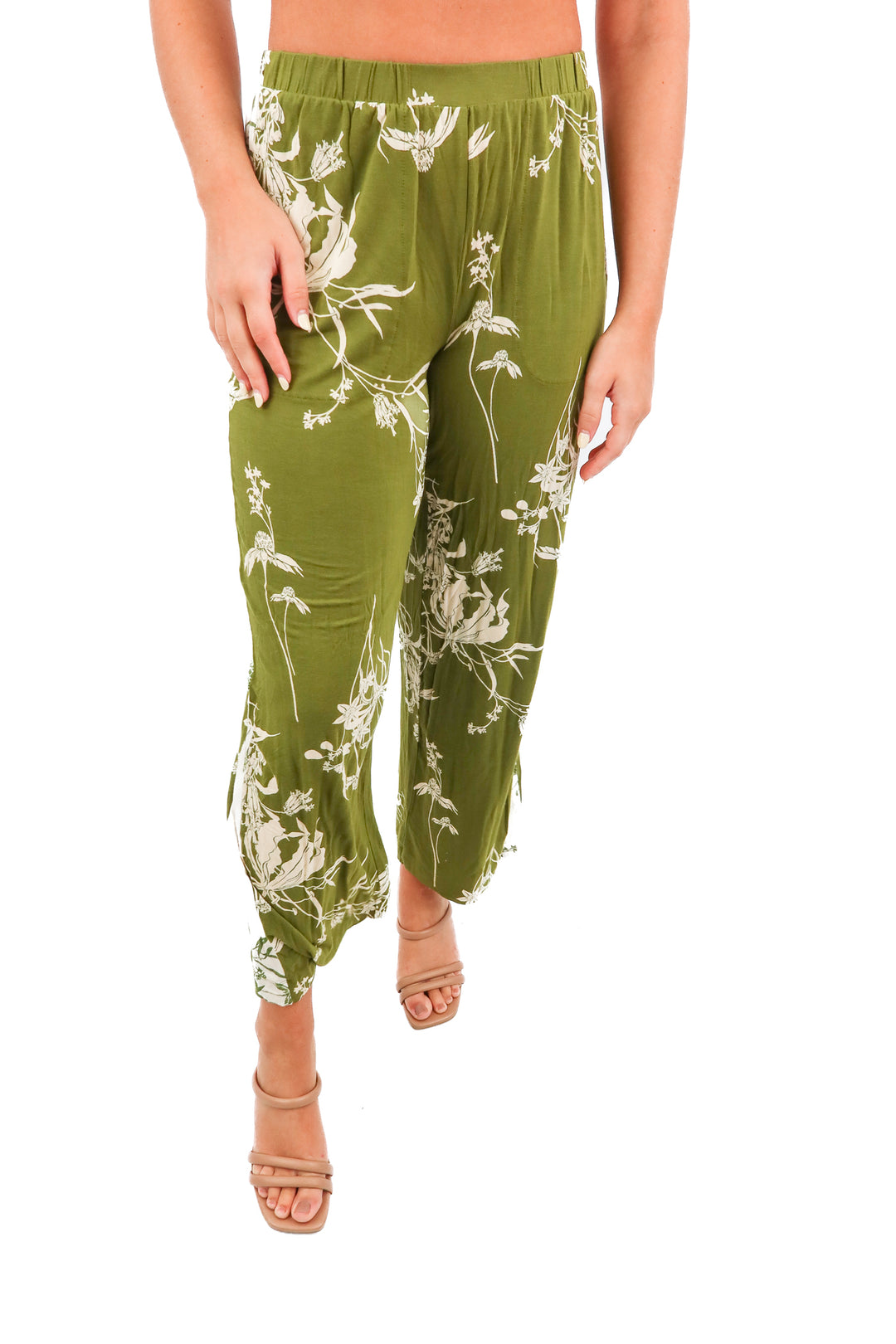 soma green floral pajama pants (XS; retail $94)