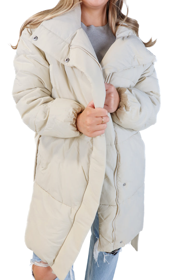 SOLD: Gap tan long puffer jacket (s)