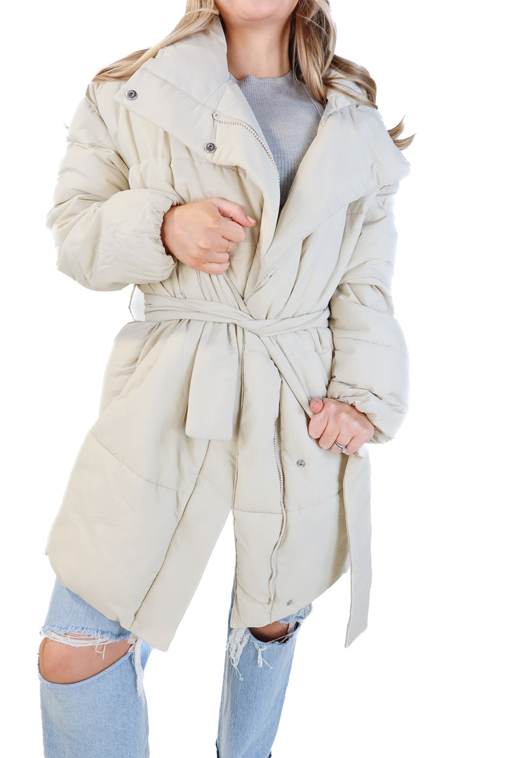 SOLD: Gap tan long puffer jacket (s)