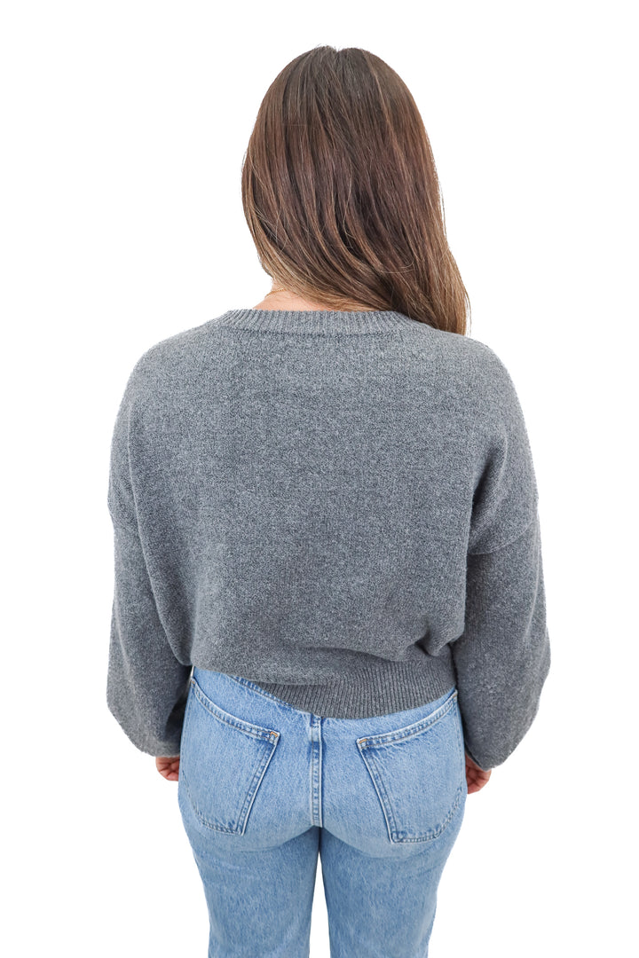 bb dakota grey rhinestone sweater (L)