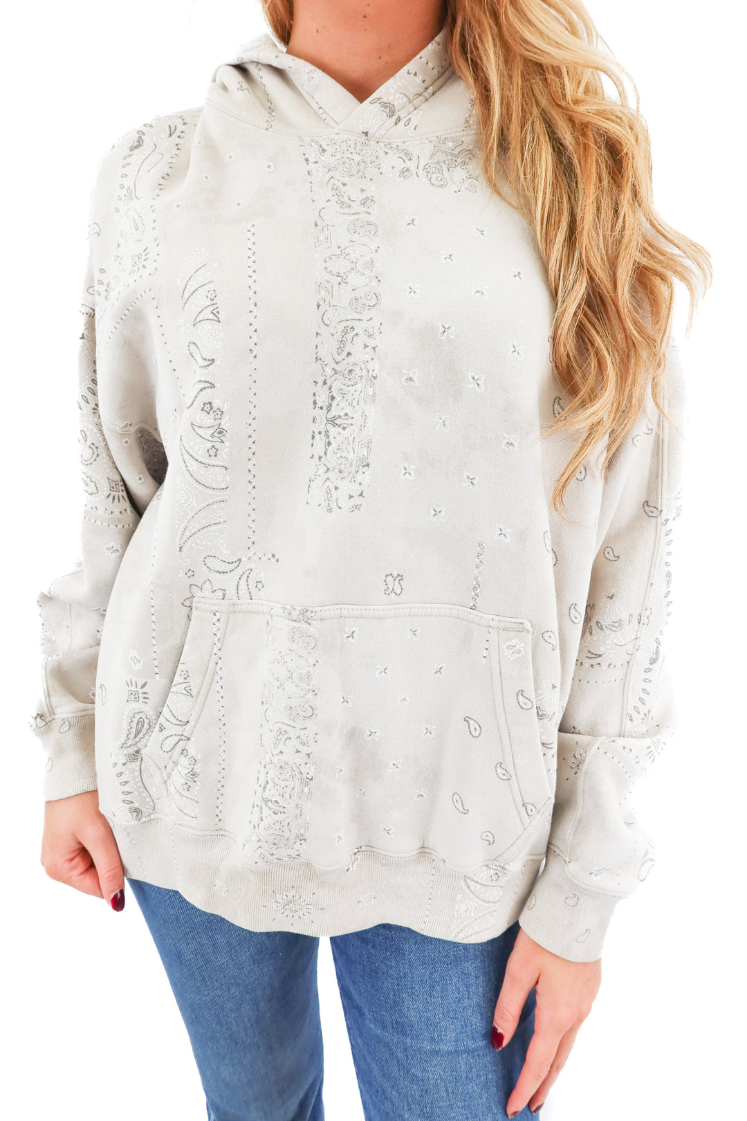 abercrombie & fitch grey bandana hoodie (s; retail $80)
