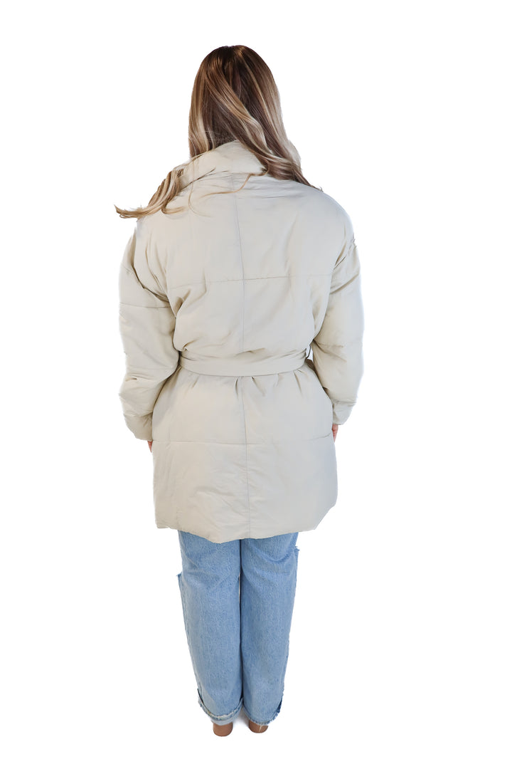 SOLD: Gap tan long puffer jacket (s)