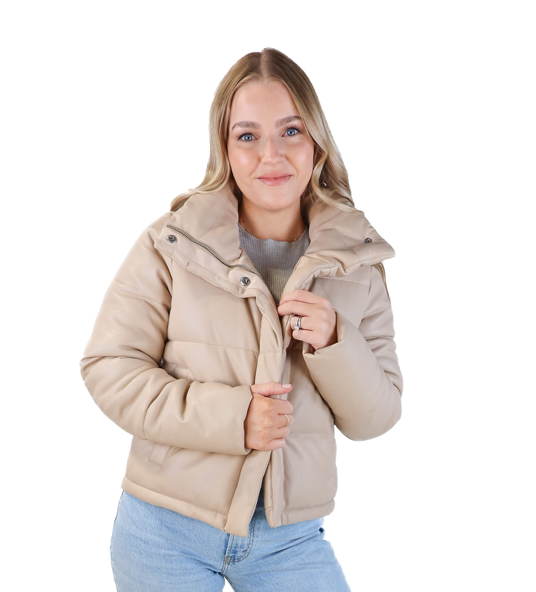 SOLD: Abercrombie & fitch brown mini puffer jacket (s)