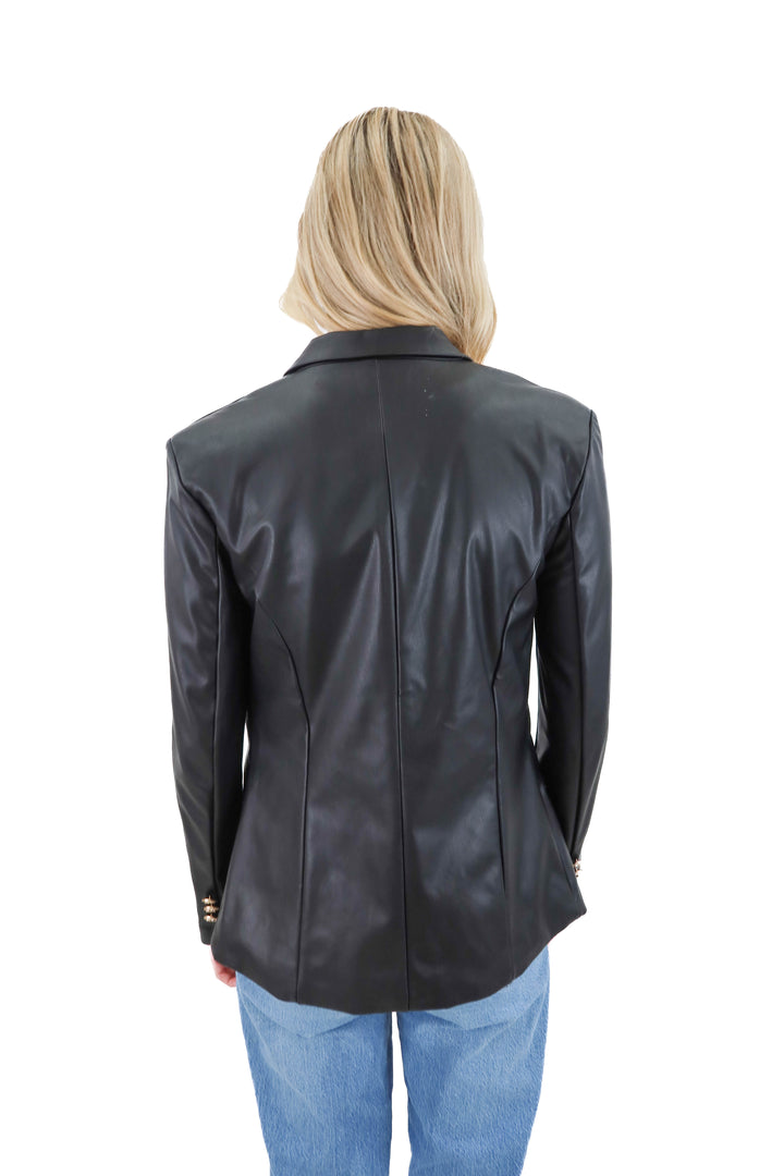 attitude unknown black vegan leather blazer NWT (s)