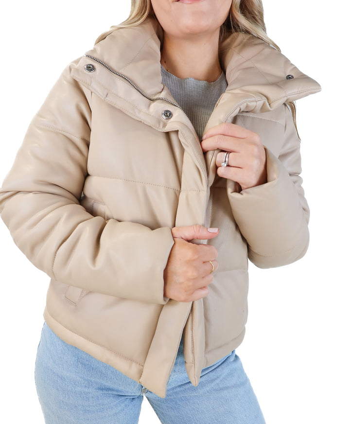 SOLD: Abercrombie & fitch brown mini puffer jacket (s)