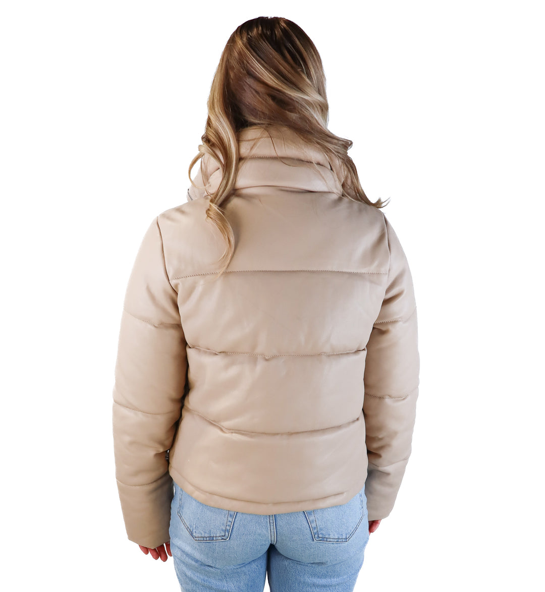 SOLD: Abercrombie & fitch brown mini puffer jacket (s)