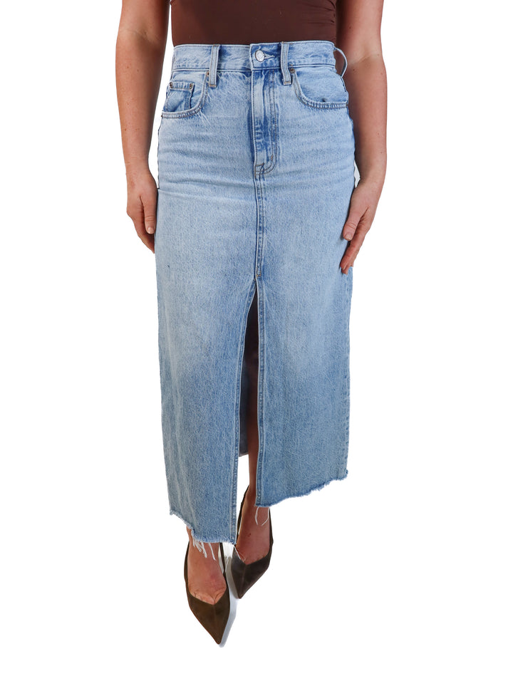 Pistola light wash denim maxi skirt (27; retails for $158)