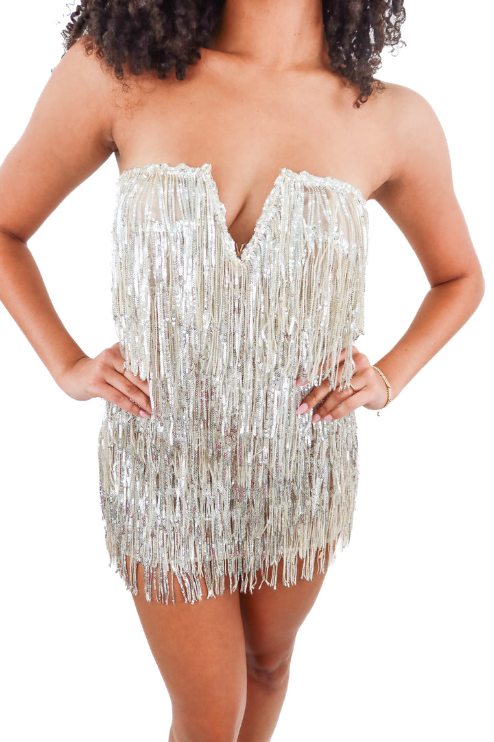 amazing lace fringe sequin mini dress NWT (s; retail $118)