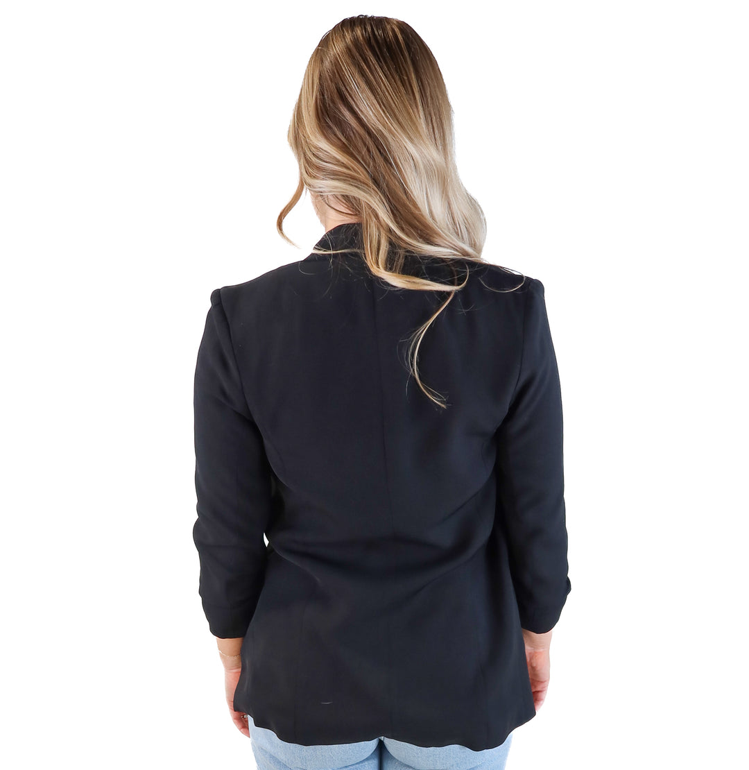 SOLD: Mod ref black relaxed open blazer (s)