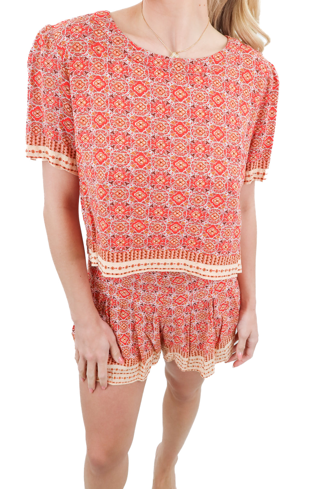 forever21 red floral set (m)