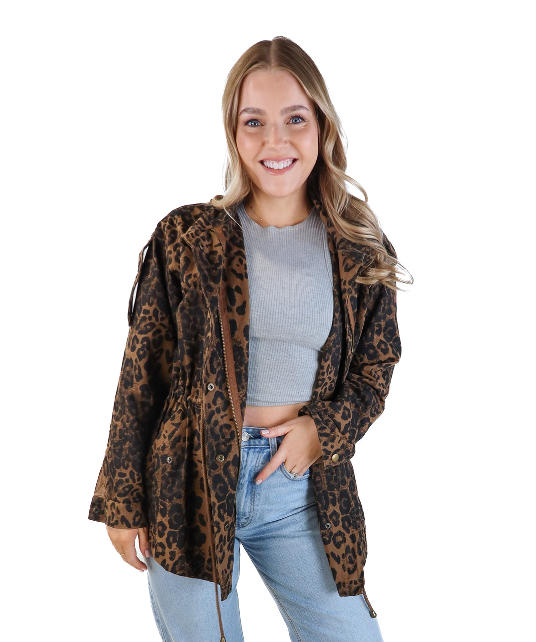 Oddy cheetah anorak jacket (s/m)