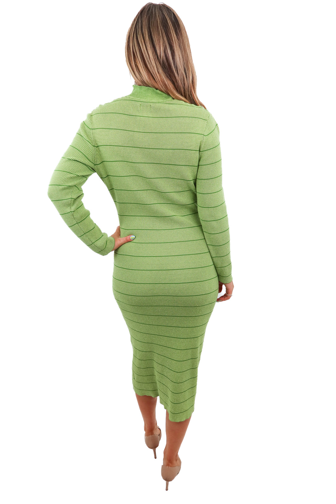 green striped knit maxi dress (m)