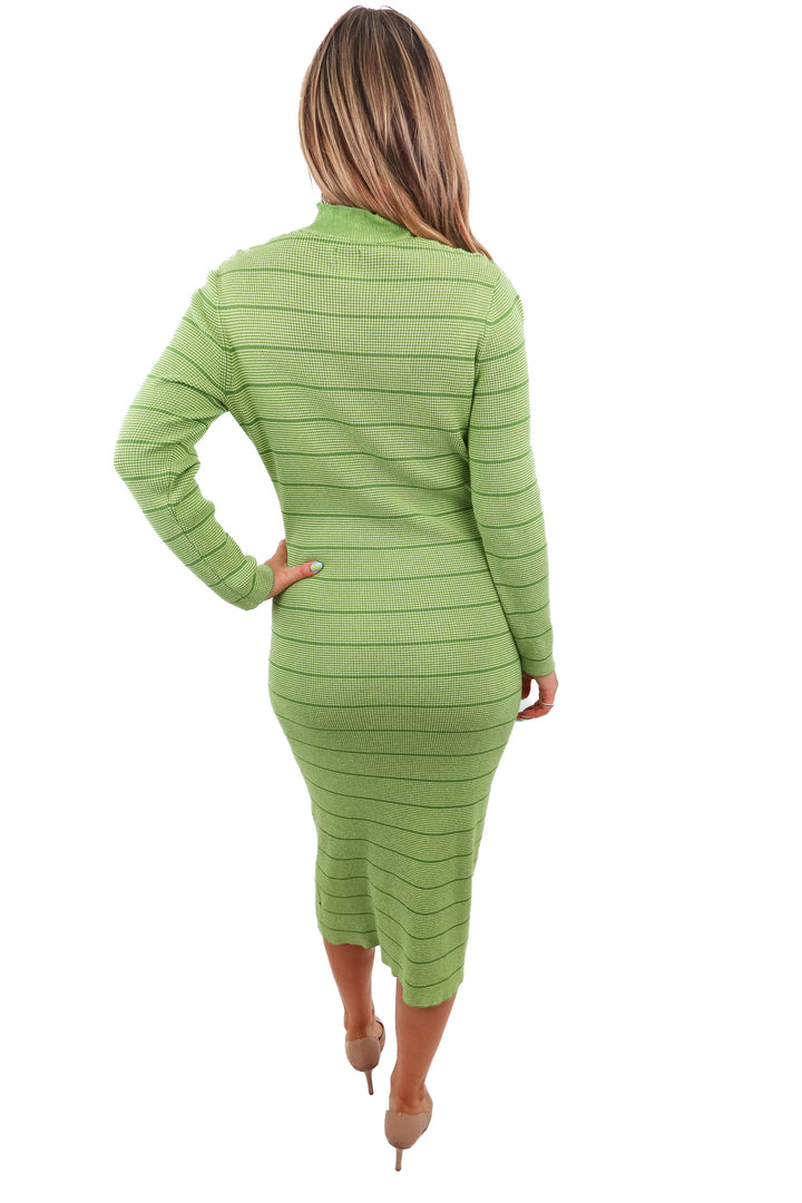 green striped knit maxi dress (m)