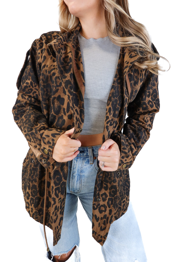 Oddy cheetah anorak jacket (s/m)