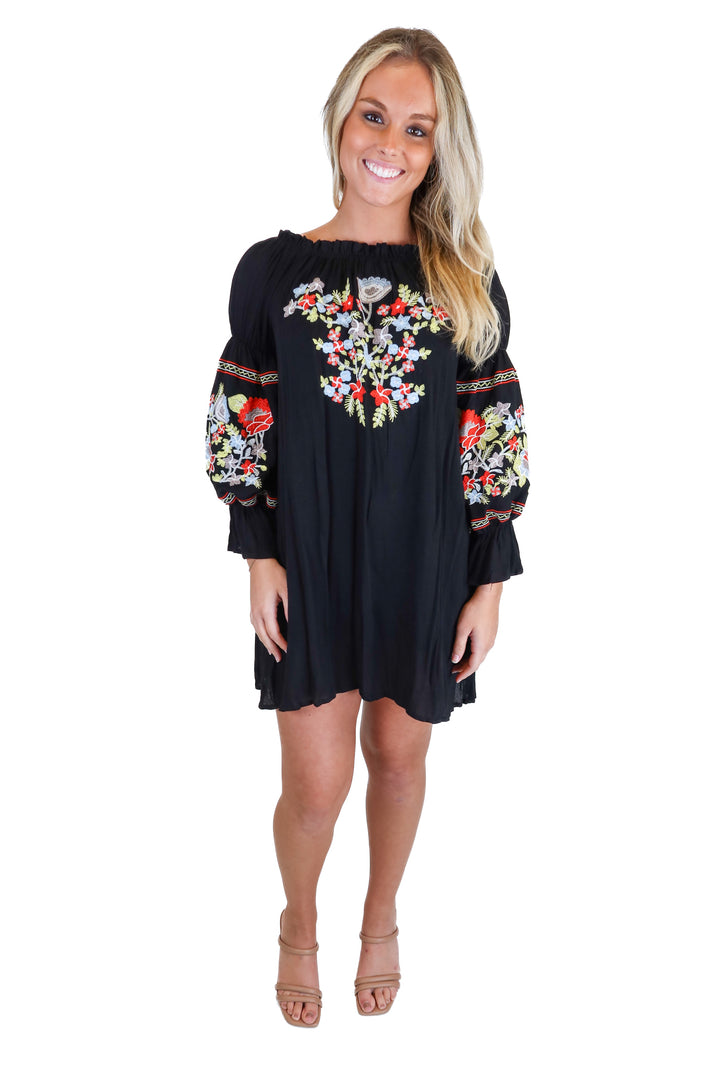 R. Vivimos black/floral mini dress NWT (S)
